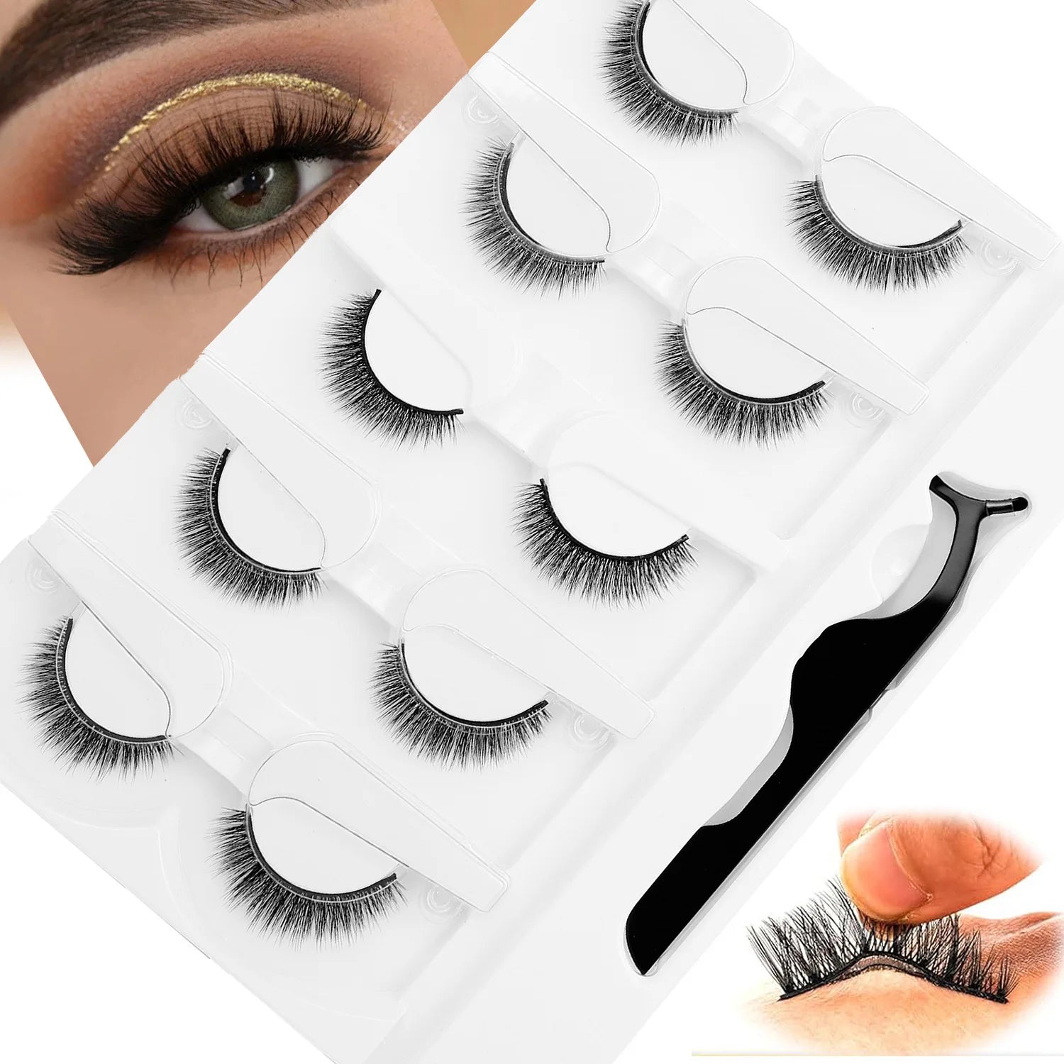 5 Pairs Glue-free Self-adhesive Eyelashes 3D Natural False Eyelash One Step Application Easy To Remove Eye Makeup Wholesale CB DROPSHIPPING