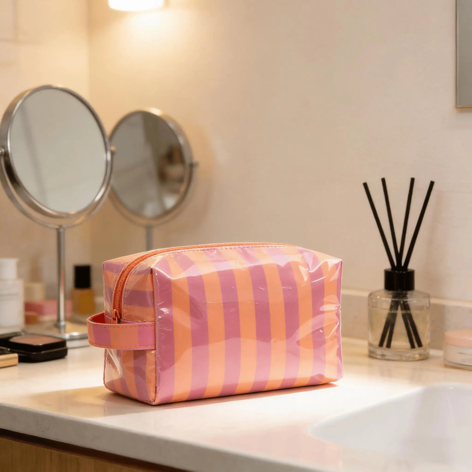 Striped Toiletry Bag Women's Travel Cosmetic Storage Bag Portable Casual Makeup Organizer for Business Trip CB DROPSHIPPING