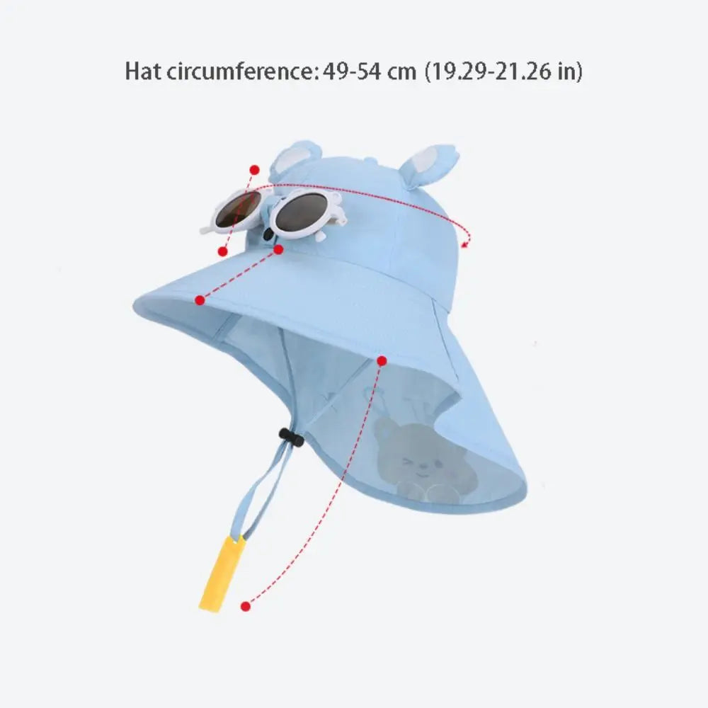 Big Brim Children's Sun Hat Sun Protection Extended Shawl Children Beach Cap Neck Cover Breathable Cartoon Fisherman Hat CB DROPSHIPPING
