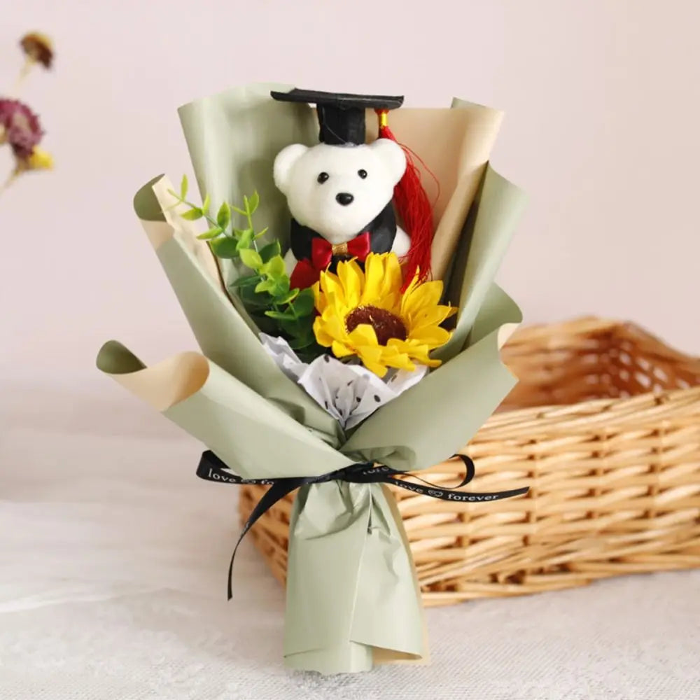 Lovely Bear Graduation Bouquet Graduation Gift Cartoon Decoration Bear Animal Plush Toy Valentine'S Day Birthday Party