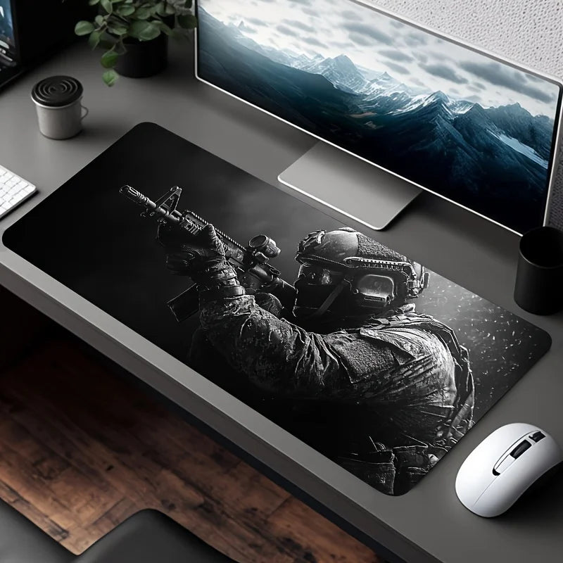 Large Mouse Pad Tactical Soldier Design Non-Slip XXL Desk Pad Gaming Accessories Stitched Edges for Home and Game for FPS Gamer CB DROPSHIPPING
