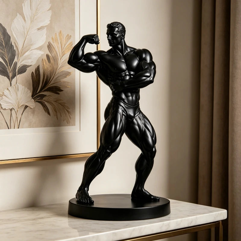 Fitness Athlete Statue,3D Printed Relief, Classic Sculpture with Perfect Physique,Art Desktop Decor for Home, Cafe,Bar Bookstore