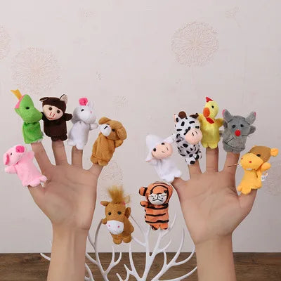 10 Pcs Cartoon Hand Doll Finger Puppet Baby Children Story Early Education Soothing Doll Plush Toy CB DROPSHIPPING