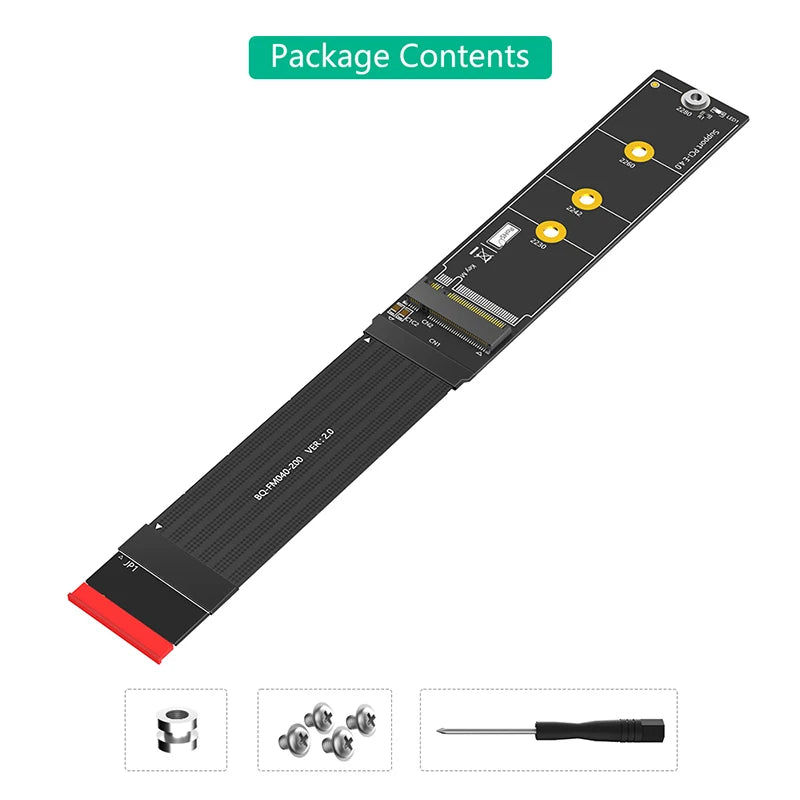 20CM M2 NVME SSD Extension Cable PCI Express 4.0 X4 M Key Extender 180 Degree Support 2230 2242 2260 2280 PCI-E 4.0 NVME M.2 SSD CB DROPSHIPPING