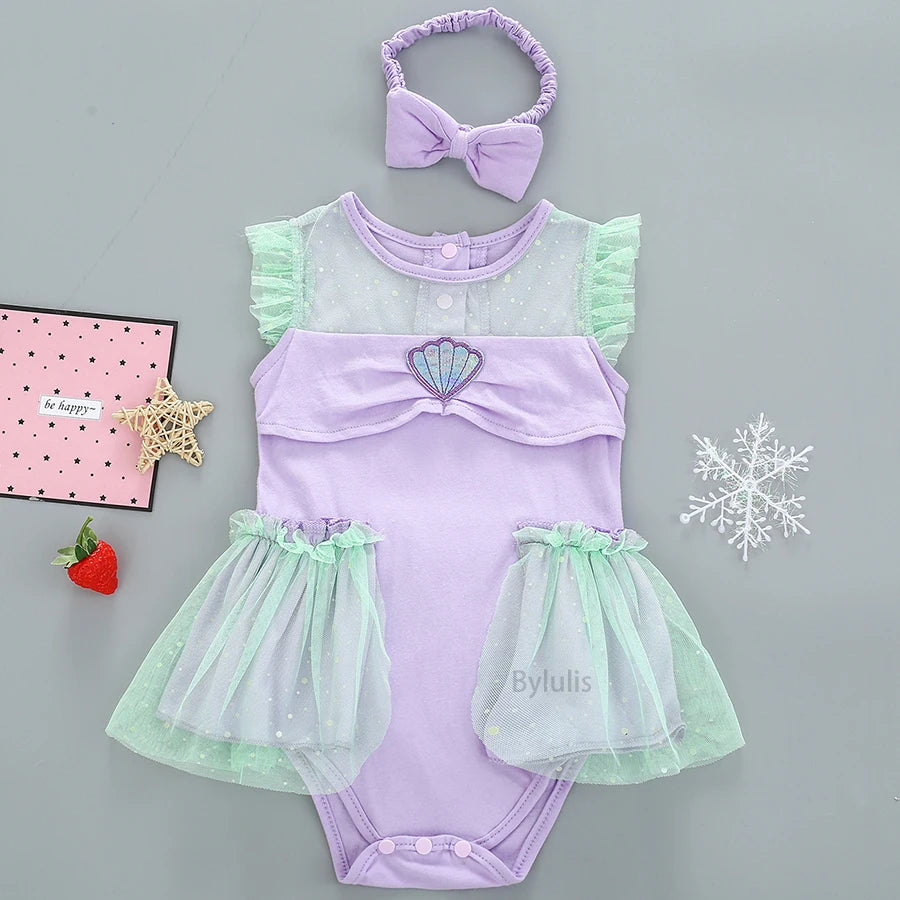 Baby Girls Costumes Kid Romper Tutu Dress with Headband Infant Baby Girl Princess Alice Clothes Aurora Belle Dress Party Costume CB DROPSHIPPING