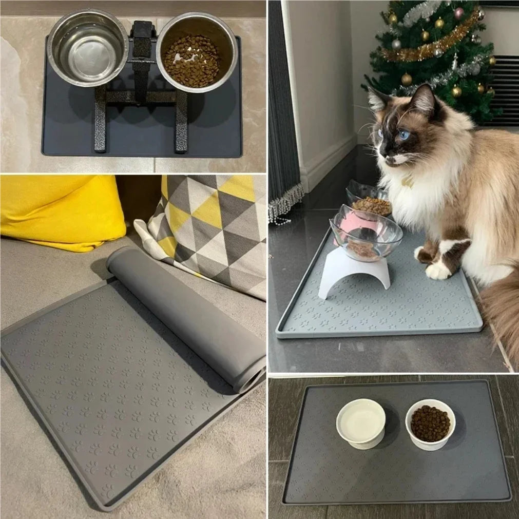 Pet Placemat Cat Dog Drinking Feeding Placemat Feeder Mats Cat Feed Mat Dog Food bowl Mat Silicone Waterproof Pet Bowl Pad 2025 CB DROPSHIPPING