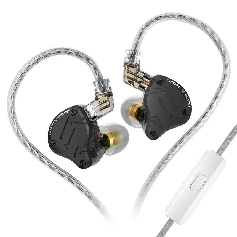 KZ ZS10 PRO X HIFI Headset Hybrid In-ear Earphone Sport Noise Cancelling Earbuds Silver Plated Cable Comfortable to wear