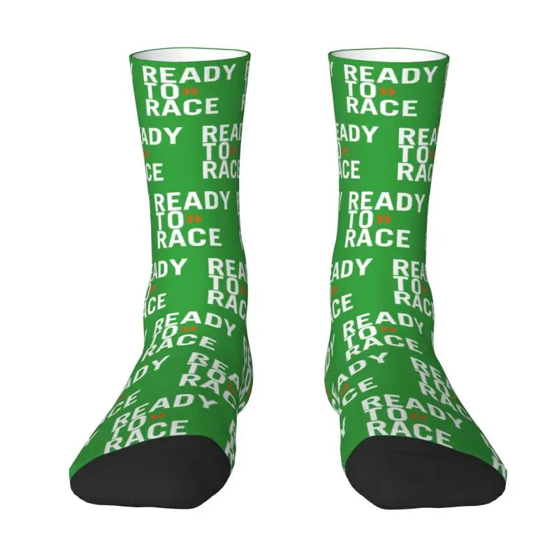 Custom Ready To Race Logo Crew Socks Unisex Cool 3D Print Racing Sport Motorcycle Rider Dress Socks