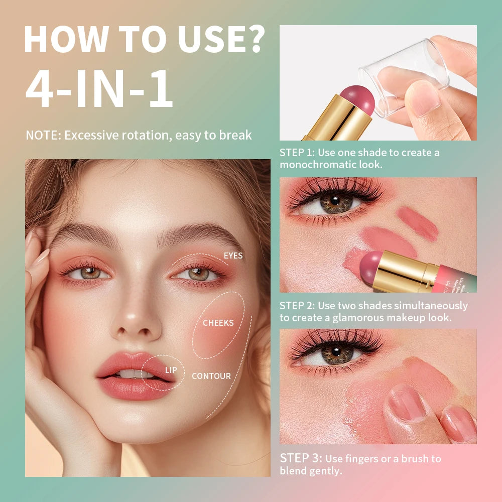 2 IN 1 Multiuse Stick Double Headed Bronzer Blush For Cheeks Eyes Lips Long Lasting Matte Glow Makeup Contouring Stick Makeup CB DROPSHIPPING