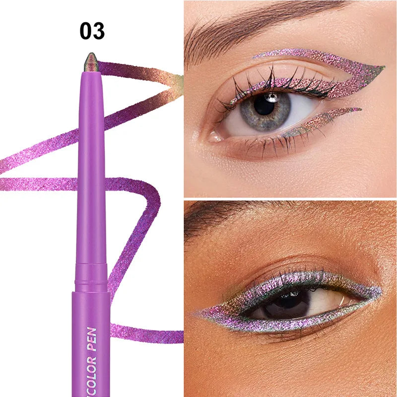 Pearlescent Aurora Purple Eyeliner Pen Chameleon Metallic Eye Liner Shiny Eyeshadow Lying Silkworm Green Blue Makeup Pigment CB DROPSHIPPING