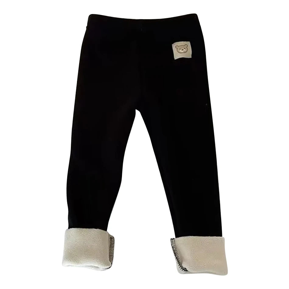Plush Pants for Kids 1-8 Years Soft Warm Solid Color with Animal Cartoons Stretchy Comfy Winter Trousers for Boys and Girls CB DROPSHIPPING