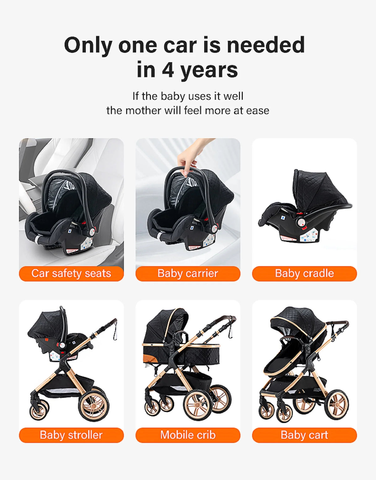 3-in-1 baby stroller travel system lightweight pram for newborns compact foldable Winter baby stroller baby buggy all-terrain CB DROPSHIPPING