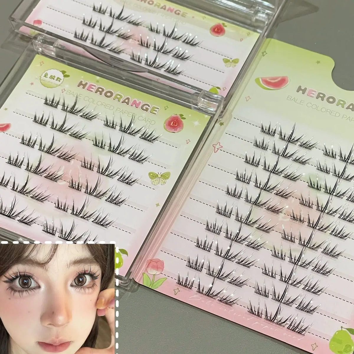 DIY Cluster Punk Silver Black Self-adhesive Glue Free False Eyelashes Segmented Thin Stems Halloween Makeup Girl Lashe Extension