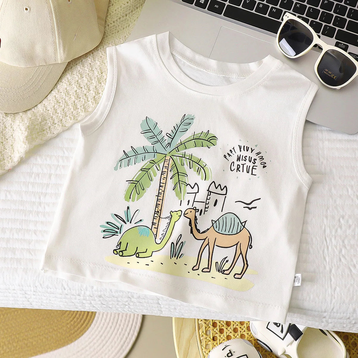 Kids Cartoon Tank Sleeveless Top Children Breathable Cotton T-shirt Vest Summer New Fashion Clothing CB DROPSHIPPING