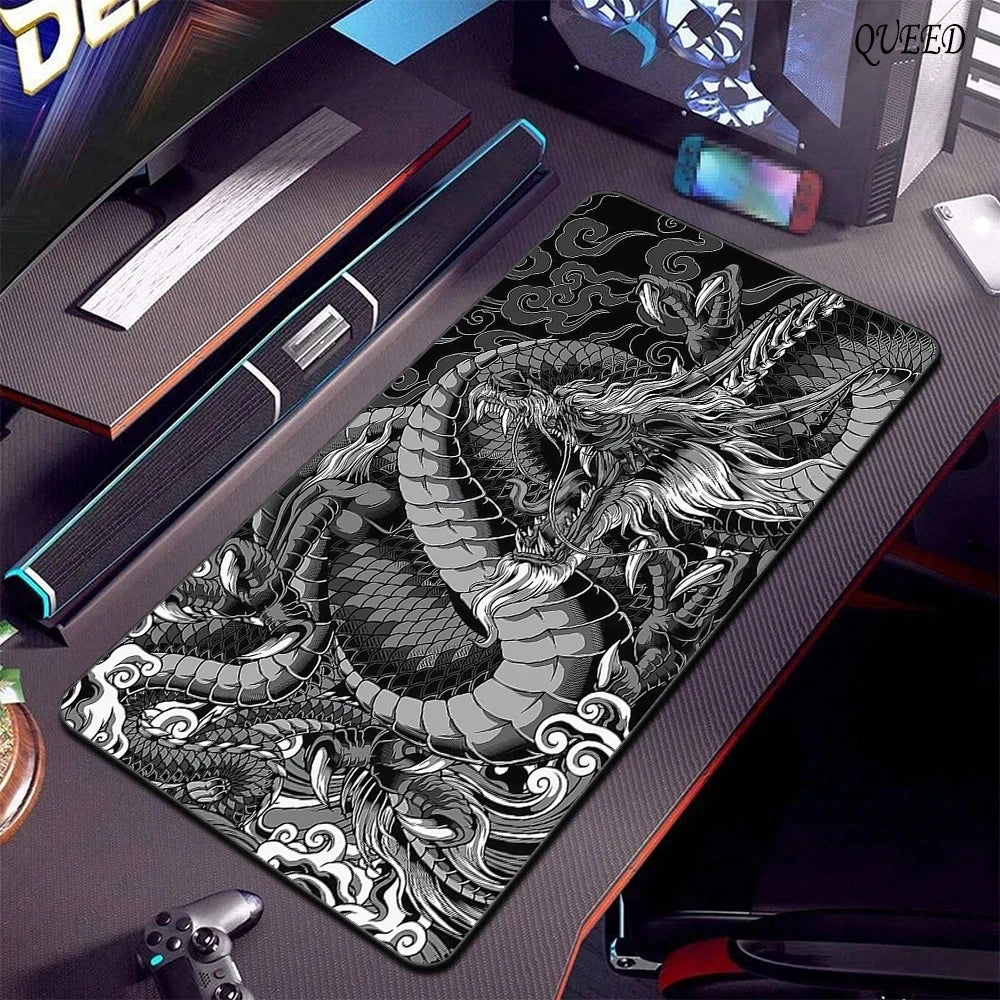 Black and White Dragon Large Mouse Mat Gaming Mousepad Big Rubber Base Mouse Pad Purple Deskpad Eyboard Mats Mousepads 400x900 CB DROPSHIPPING