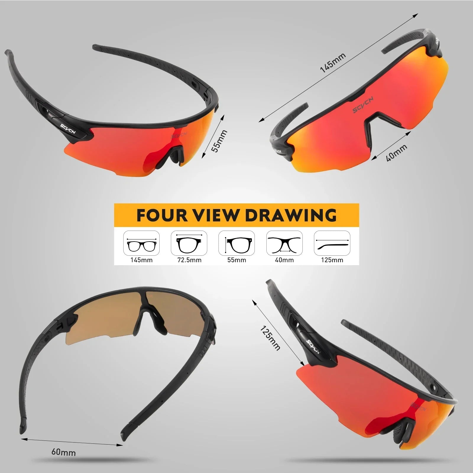 SCVCN UV400 Cycling glasses MTB Road Bike Riding Eyewear Outdoor Sport Sunglasses Running Driving Goggles Men Women camping golf CB DROPSHIPPING