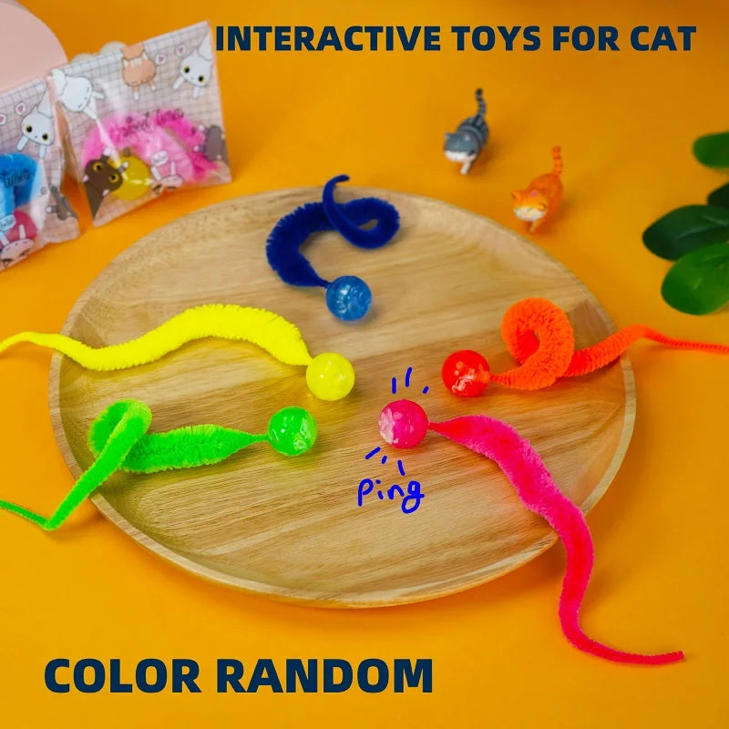 Kitten Interactive Toys Tickle Cat Colorful Bouncing Ball Pet Cat Supplies Puzzle Teasing Indoor Cat Ball Toy With Tail 3pcs CB DROPSHIPPING