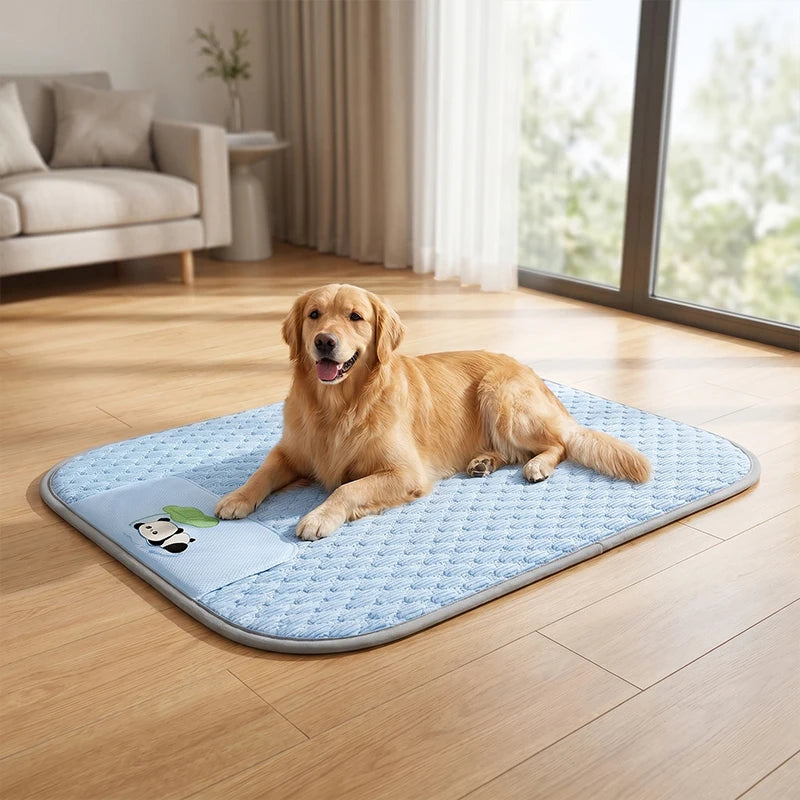Summer Super Cool Ice Silky Fiber Dog Bed Pet Cooling Mat Breathable Heat Dissipation Dog Cat Mat Washable Pet Sleep Pad