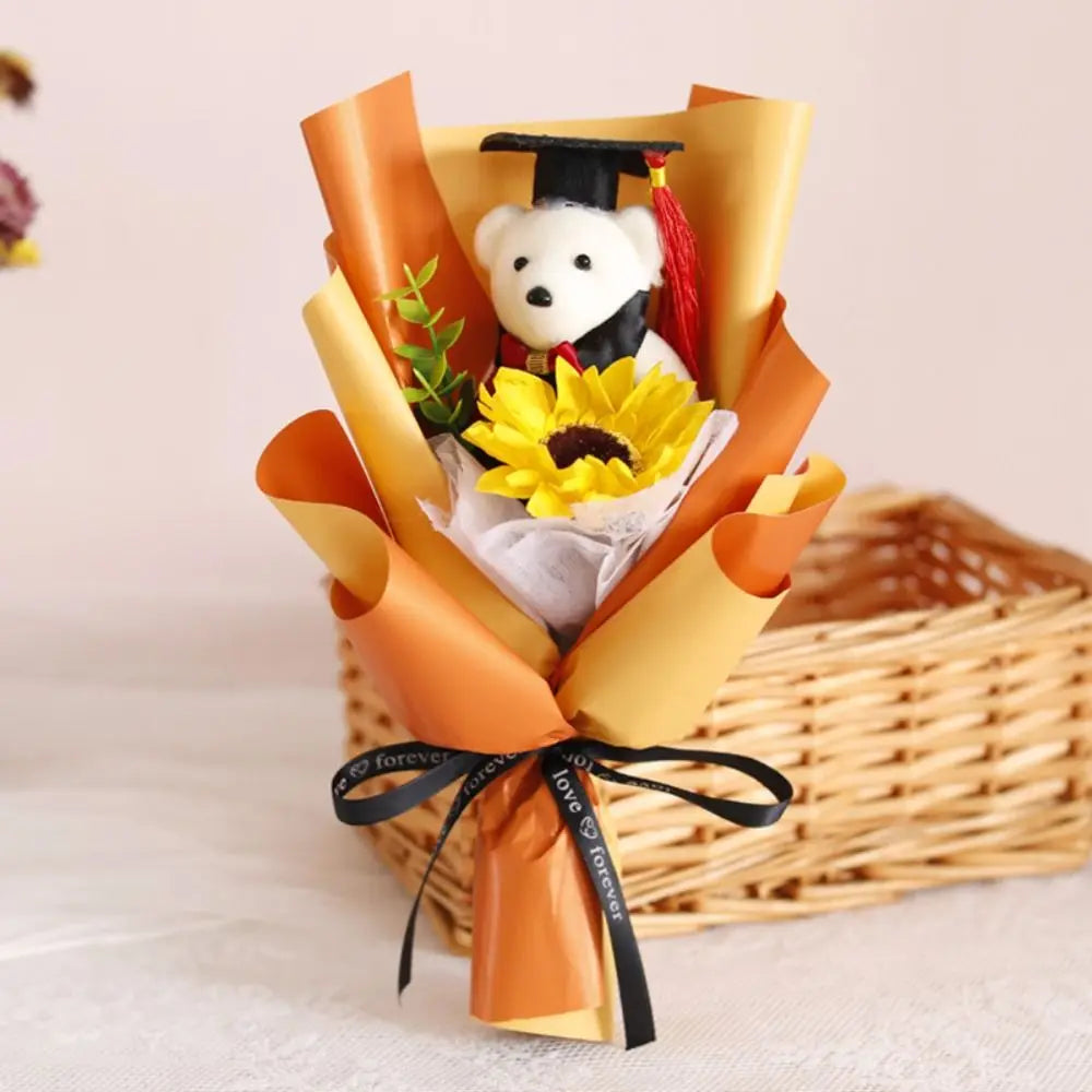 Lovely Bear Graduation Bouquet Graduation Gift Cartoon Decoration Bear Animal Plush Toy Valentine'S Day Birthday Party