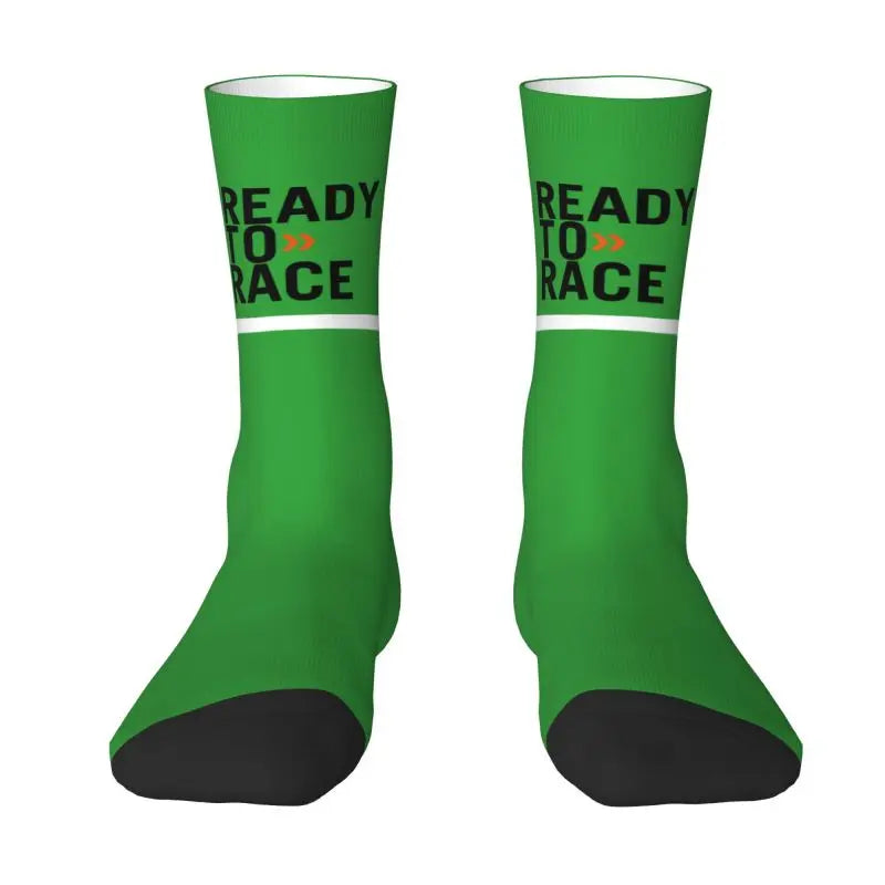 Custom Ready To Race Logo Crew Socks Unisex Cool 3D Print Racing Sport Motorcycle Rider Dress Socks