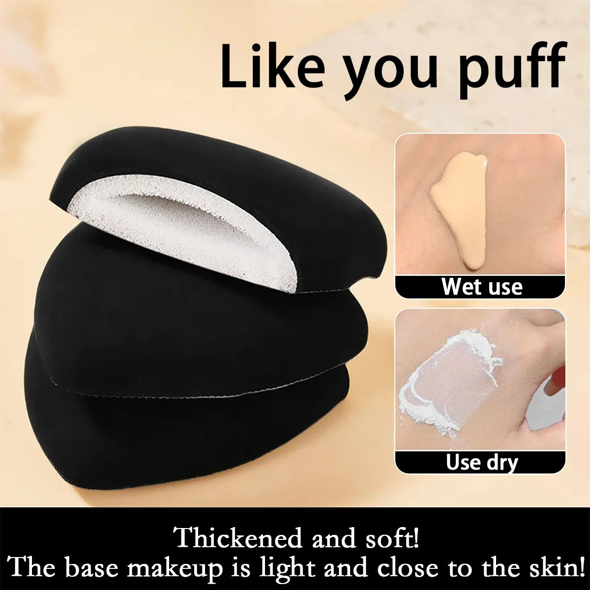 Black triangular makeup pad - Soft velvet cosmetic sponge for facial makeup. Beauty makeup sponge for applying foundation. CB DROPSHIPPING