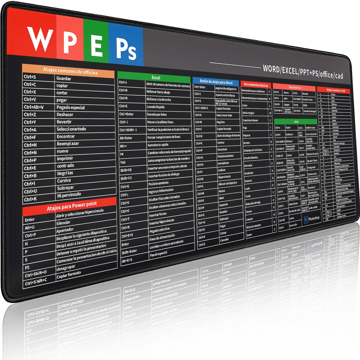 Spanish Excel/Word/Windows/PPT Cheat Sheet Mouse pad, Computer Keyboard Pad for Office Workers Students Office Desk Mat CB DROPSHIPPING