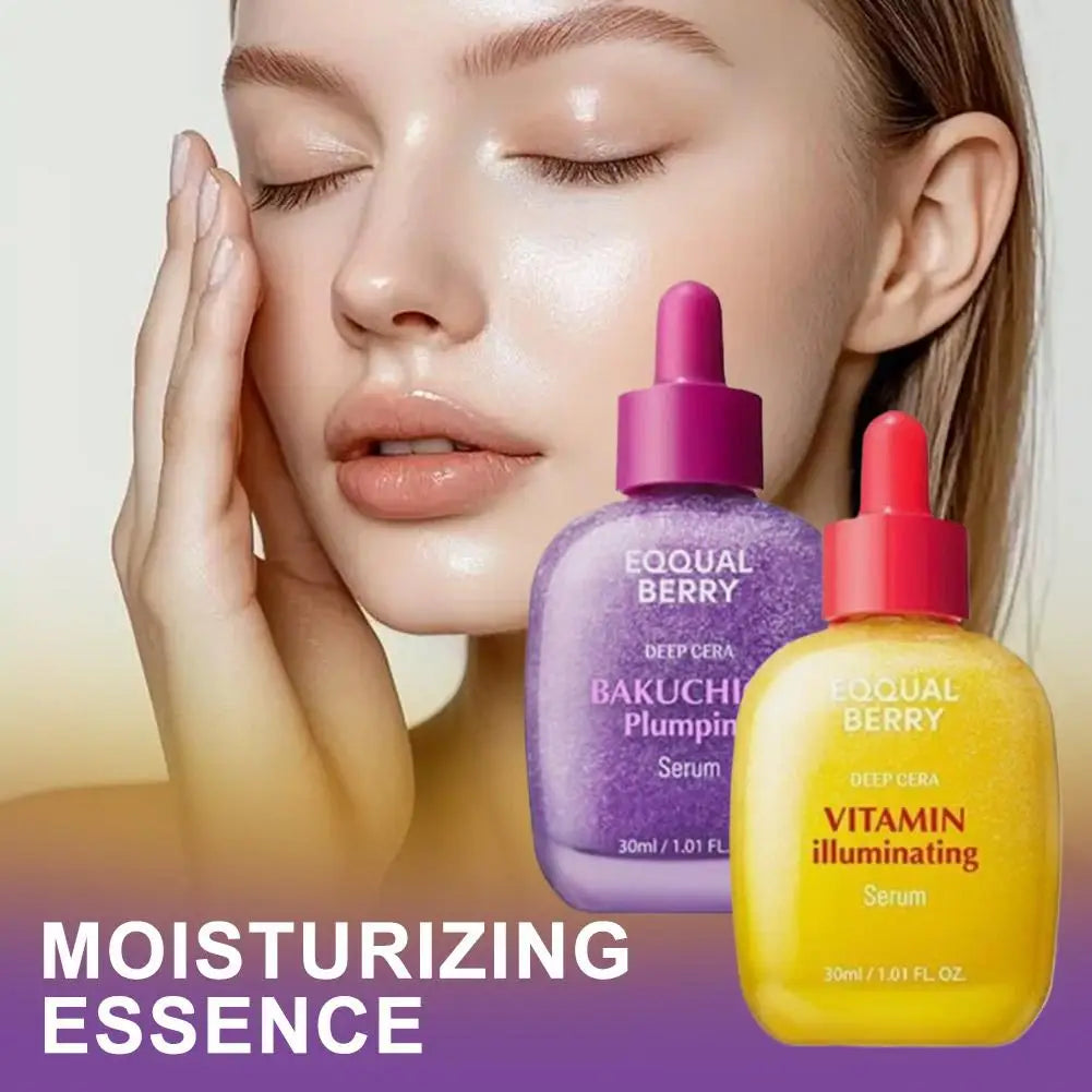Deepcera Korean Skincare Bakuchiol Plumping Serum And Vitamin C Brightening Serum For Fading Acne Scars On The Face Skin Care
