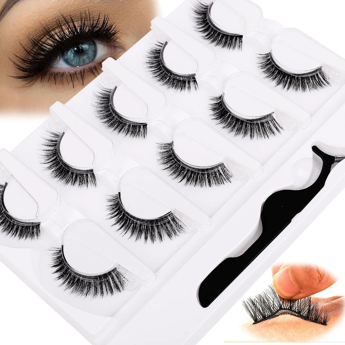 5 Pairs Glue-free Self-adhesive Eyelashes 3D Natural False Eyelash One Step Application Easy To Remove Eye Makeup Wholesale CB DROPSHIPPING