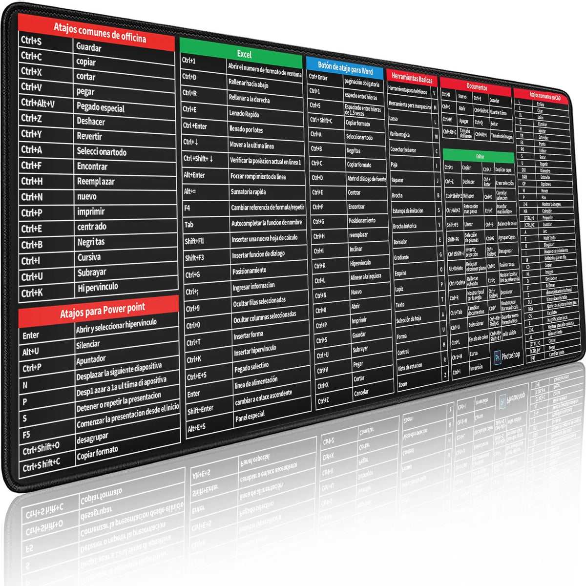 Spanish Excel/Word/Windows/PPT Cheat Sheet Mouse pad, Computer Keyboard Pad for Office Workers Students Office Desk Mat CB DROPSHIPPING