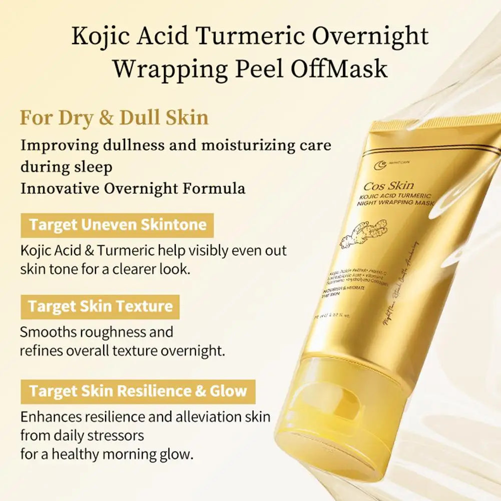 Kojic Acid Turmeric Overnight Wrapping Peel Off Mask Kit Nourish Hydrolyzed Collagen Glowing Skin Refresh Skin Firming Skincare CB DROPSHIPPING