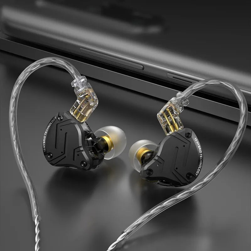 KZ ZS10 PRO X HIFI Headset Hybrid In-ear Earphone Sport Noise Cancelling Earbuds Silver Plated Cable Comfortable to wear