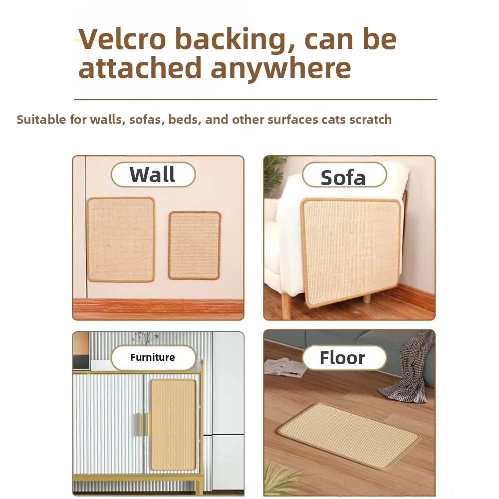New Sisal Cat Scratching Board Wall Mount Wear-resistant Pet Grinding Pad with Ball Multi-size Furniture Protector Pet Supplies