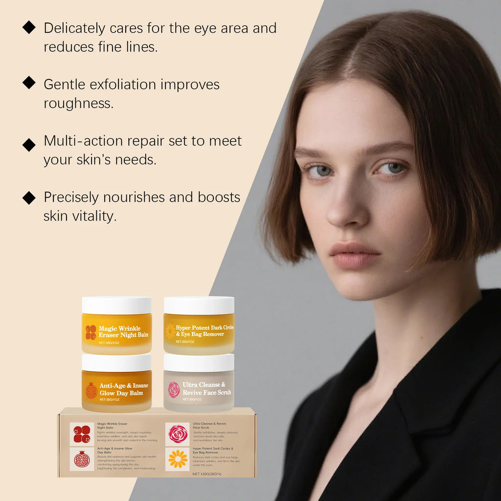 Multi-effect Day & Night Skin Care Suit Cleaning Moisturizing Reduce Dark Circles Multi Functional 4-Piece Set Skincare Products