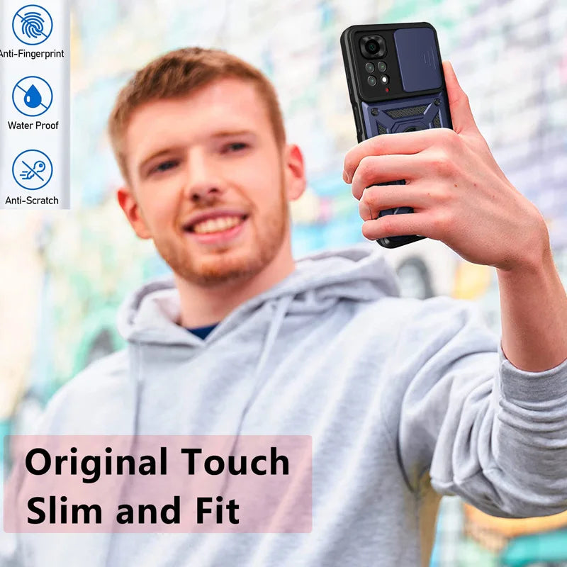 Slide Camera Lens Protector Armor Case For Redmi Note 13 12 11 10 Pro Plus 10s 11s 12s 13C 12C Military Grade Bumpers Ring Cover CB DROPSHIPPING