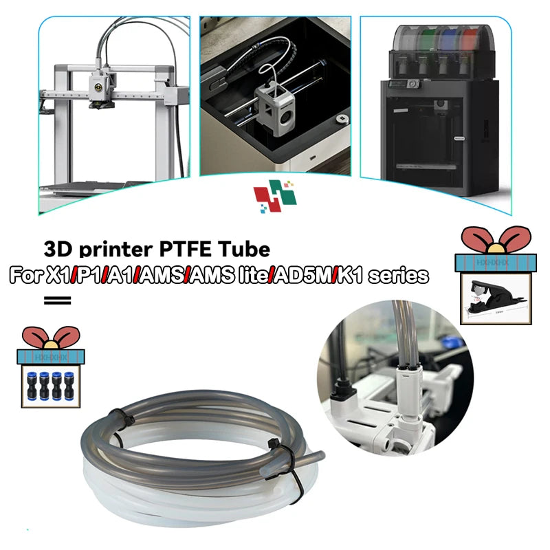 For Bambu Lab Ptfe Tube 2 5mm 4mm P1S P1P AMS A1 Mini 3D Printer Teflonto Pipe X1C Bambulab Ptfe Tube 5m/10m White Grey AMS LITE CB DROPSHIPPING
