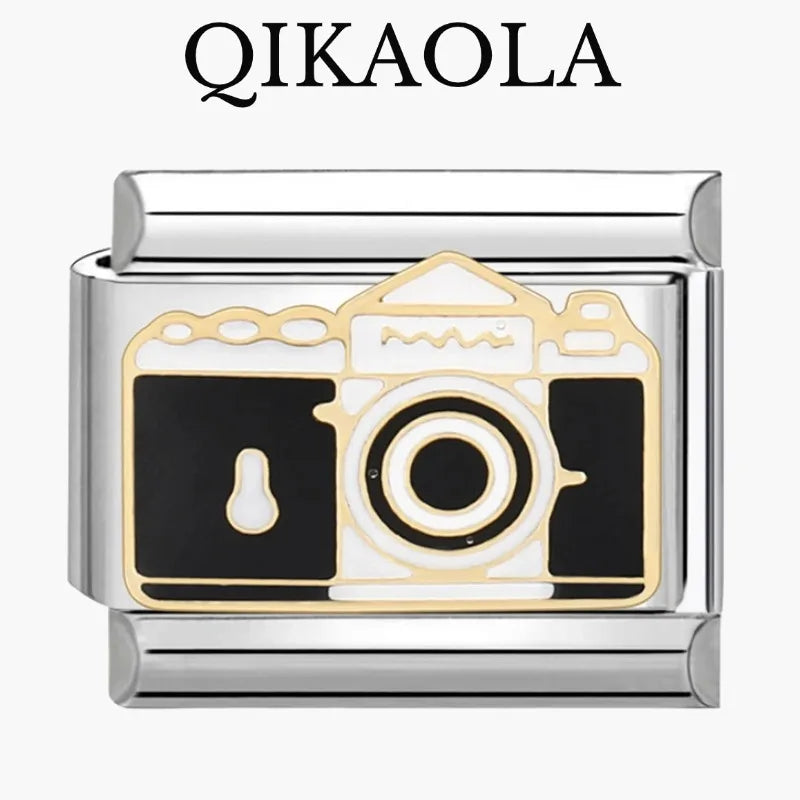 1pc Top Quality Panda Camera Red Car Guitar Italian Charms Fit 9mm Stainless Steel Bracelet Diy Jewelry Making Versatile Linking CB DROPSHIPPING