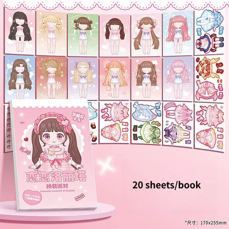 DIY Dress Up Sticker Girl Paper Doll Quiet Book Sweet Cool Girl Star Doll Change Clothes Scrapbook Craft Children's Makeup Book CB DROPSHIPPING