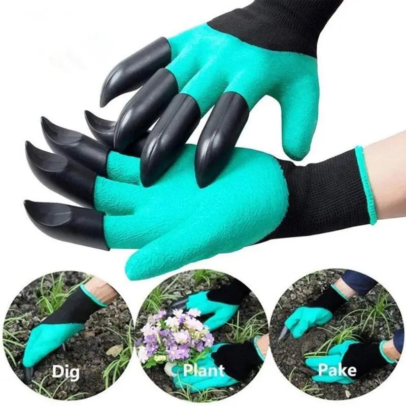 Garden Genie Gloves with Claws, Waterproof Rubber Gardening Gloves for Digging Planting Weeding, Protective Yard Work Gloves