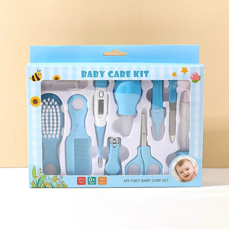 10-in-1 Baby Care Kit: Newborn Grooming Set (Nail Clippers/Brush/Thermometer) for Infant (Pink/Blue) CB DROPSHIPPING