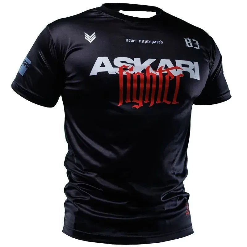 2026New Askari Men's Boxing Tight T-shirts Summer Sports Quick Dry Ice Sensation Tight-fitting Gym T-shirts Outdoor Training Top CB DROPSHIPPING