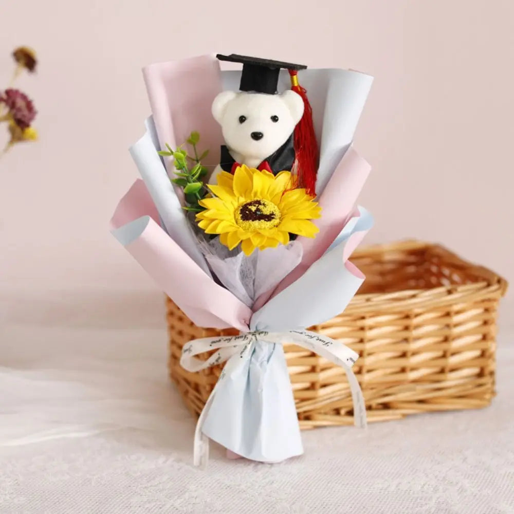 Lovely Bear Graduation Bouquet Graduation Gift Cartoon Decoration Bear Animal Plush Toy Valentine'S Day Birthday Party