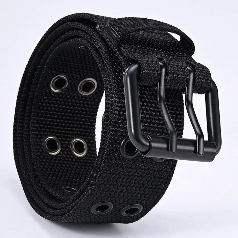 New Arrival Men's Breathable Soft Nylon Fabric Waist Belt, Durable Outdoor Daily Sport Belt with Classic Metal Pin Buckle