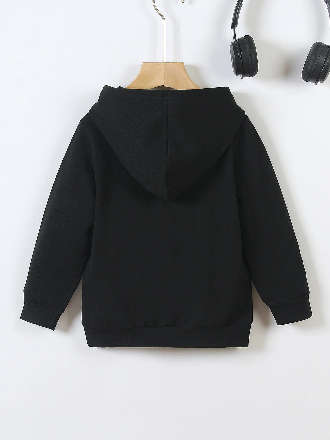 Spring And Autumn Single Casual Fashion Christmas #67 Boys Black Hoodie, Six Seven Cartoon Print Pattern,Suitable For Daily Wear CB DROPSHIPPING