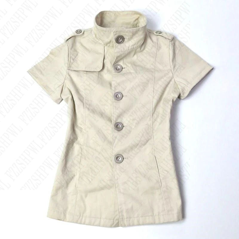Fashionable American retro Y2K 2026 new Napoleon style short-sleeved lapel shirt t-shirt short-sleeved summer new women's item