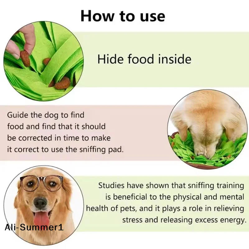 【E】Pet Snuffle Mat For Dogs, Interactive Feed Game For Boredom, Encourages Natural Foraging Skills For Cats Dogs Bowl Travel Use