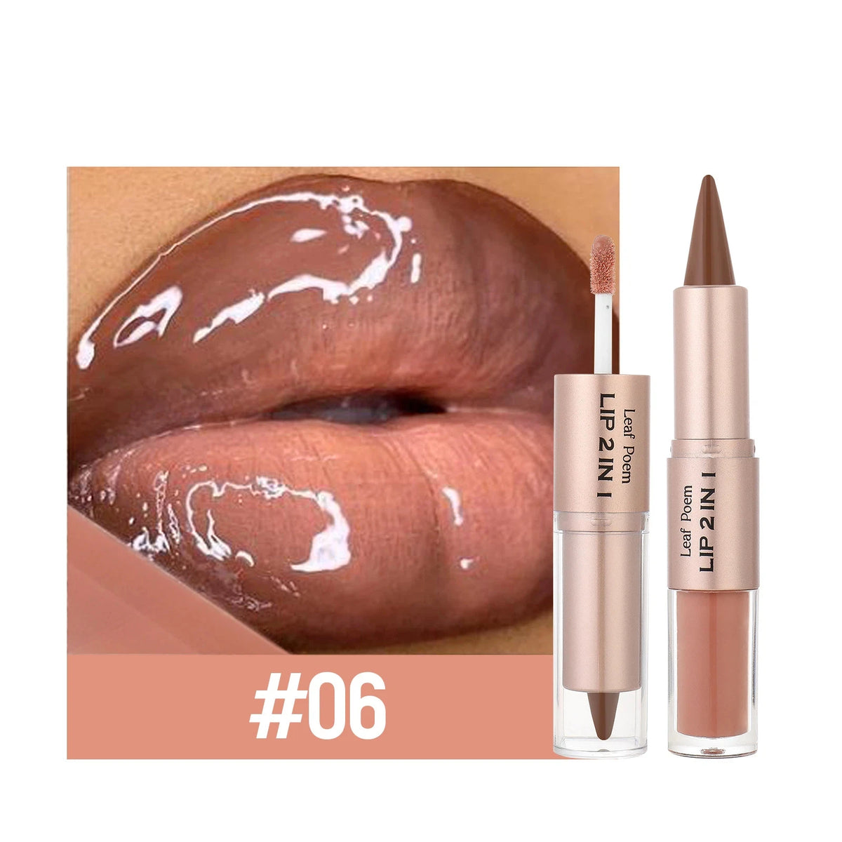 Black Brown Tapered Lip Liner Contour Pencil Double Head Mirror Plumping Lip Glaze Crystal Lip Gloss Sexy Red Lips Tint Makeup CB DROPSHIPPING