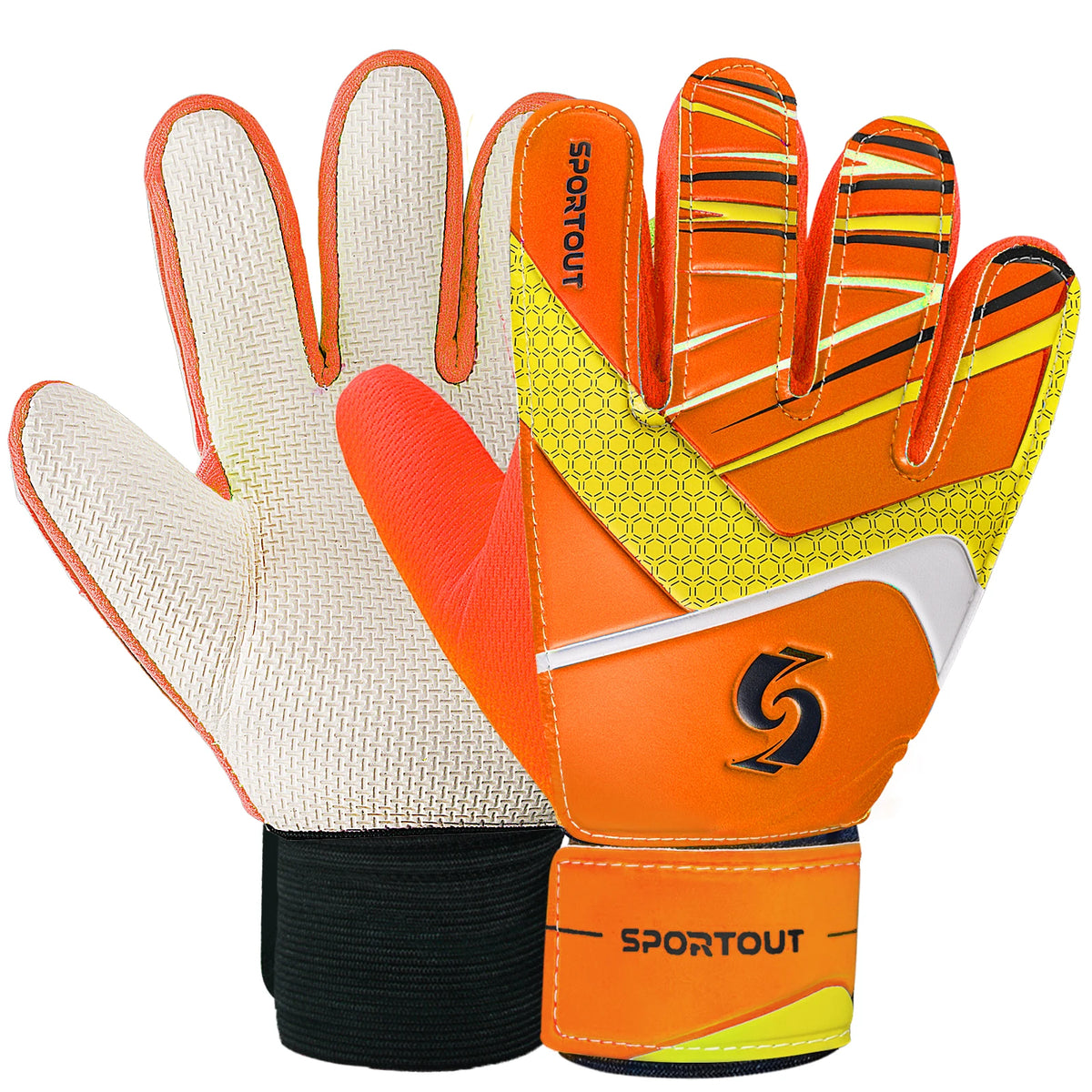 Sportout Kids Goalkeeper Gloves, Soccer Gloves with Double Wrist Protection and Non-Slip Wear Resistant Latex Material CB DROPSHIPPING