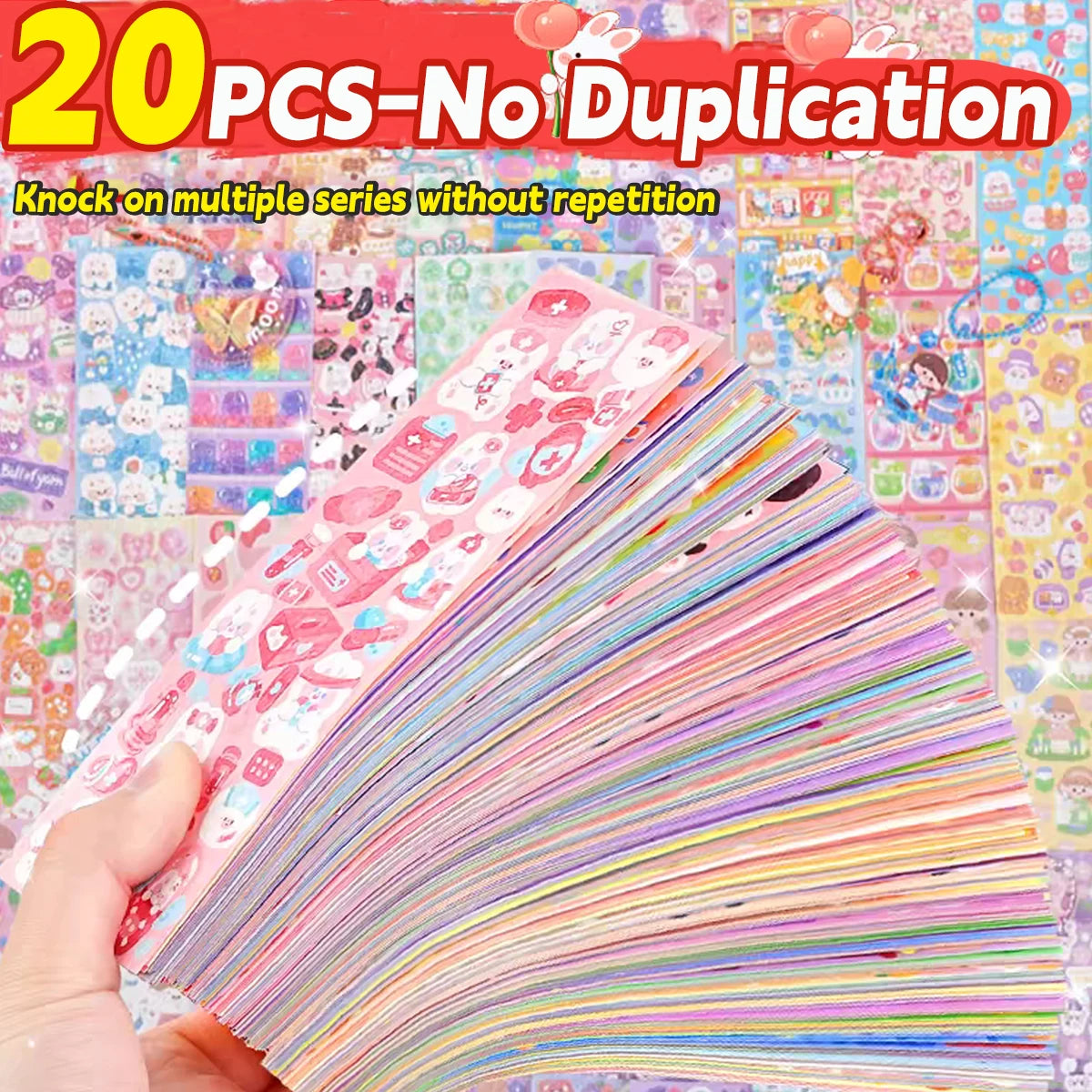 20-200 PCS Cute Stickers Goo Card Kawaii Cartoon Laser Sticker No repeat for Diary DIY School Students Decoration Stationery CB DROPSHIPPING