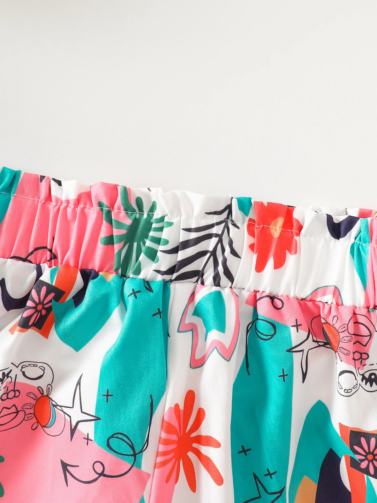 Summer Teenage Girls Clothing Set Off-Shoulder Ribbed Tank Tops and Printed Pants Two-Piece Sets for Kids Girl 6-14 Y CB DROPSHIPPING
