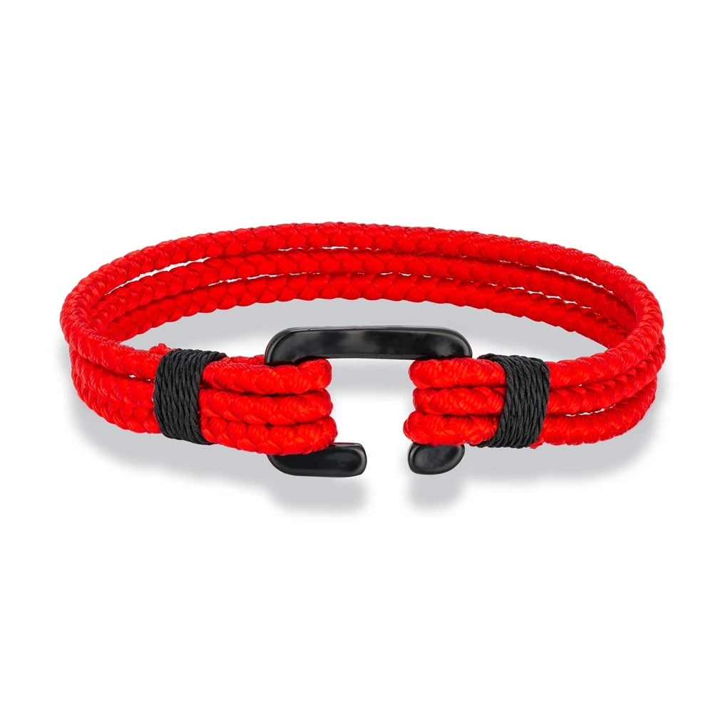 MKENDN C Clasp Bracelets Men Multilayer Keel Waterproof Rope Bracelet Women Black Stainless Steel Easy Sport Hook